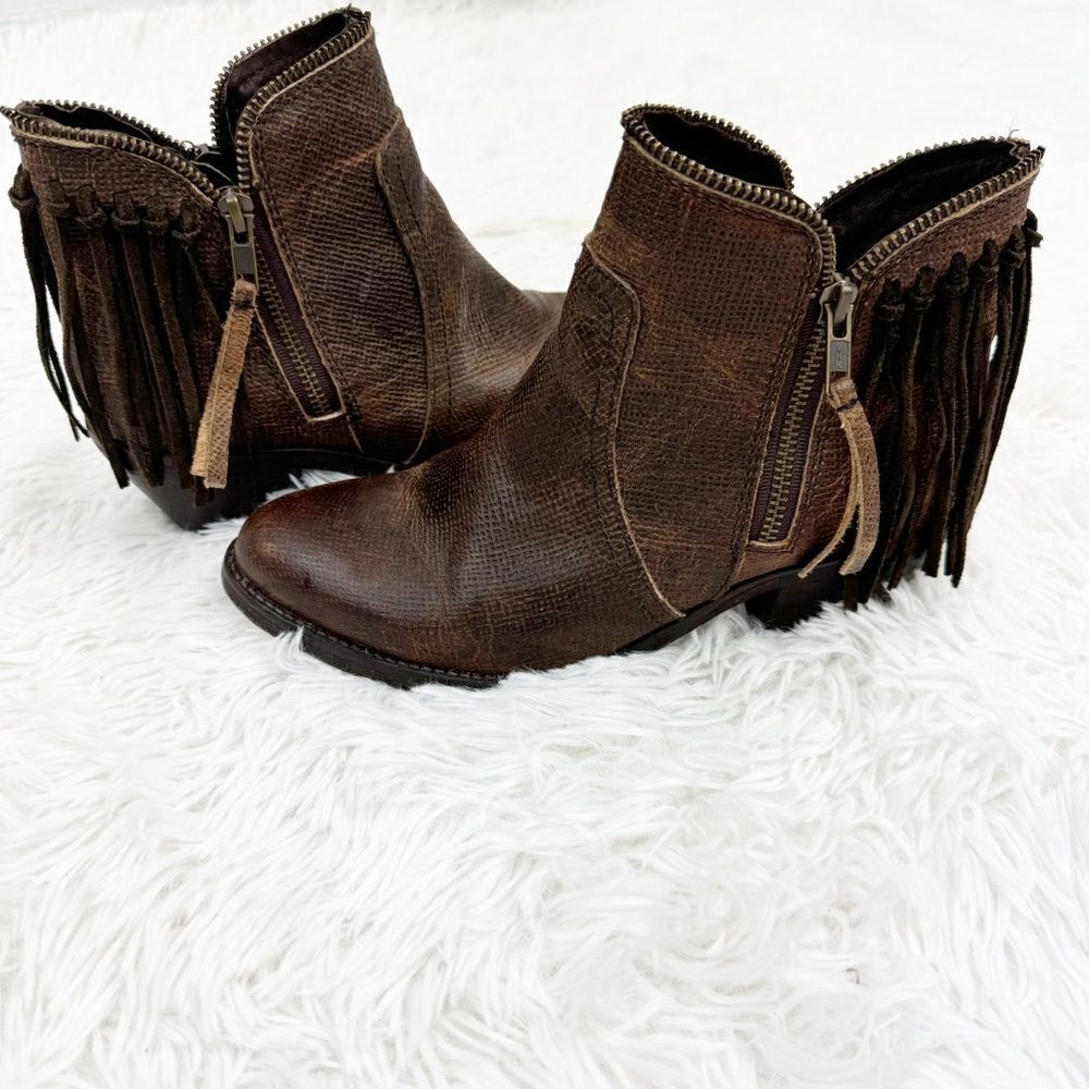 Corral Circle G Fringe Zipper Ankle Cowboy Western Leather Boots - Picture 2 of 10